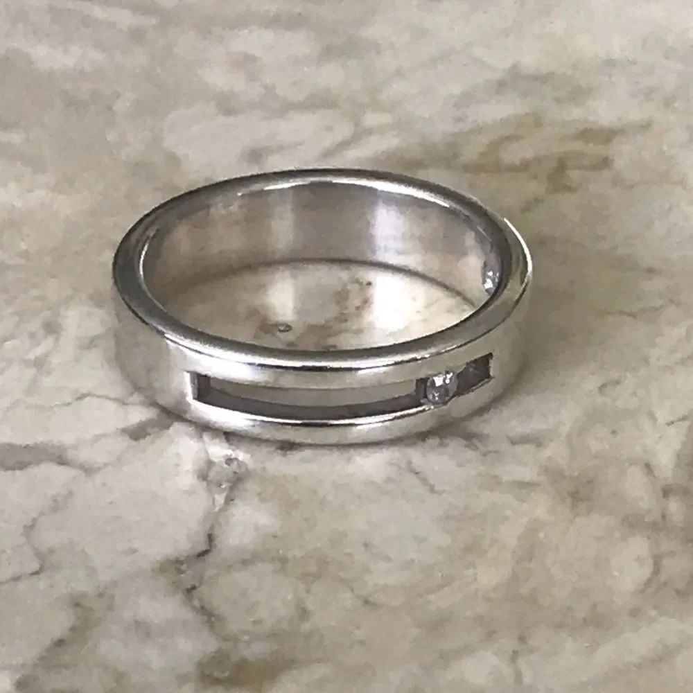 925 Sterling & Diamonds Solid Matching Bangle & Ring Set - Picture 4 of 11